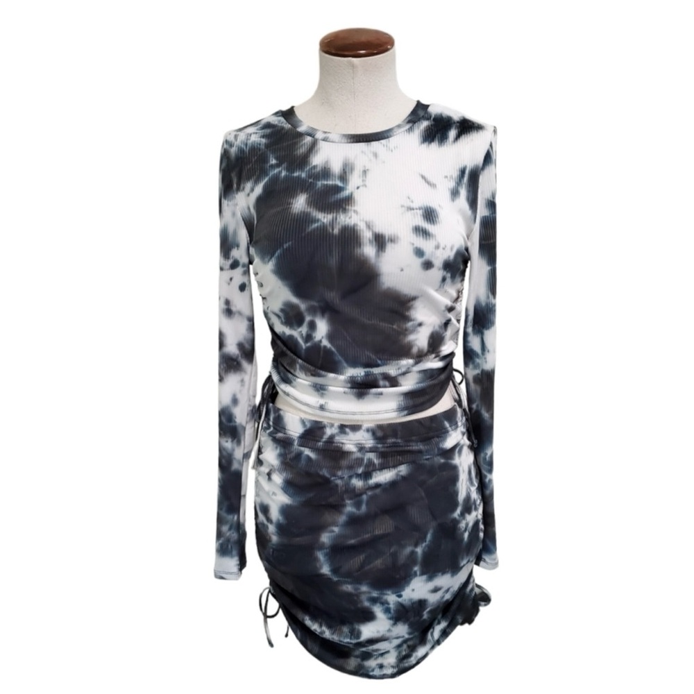 BB Dakota by Steve Madden Tie Dye Cinched Drawstring Side Top and Skirt Set XS